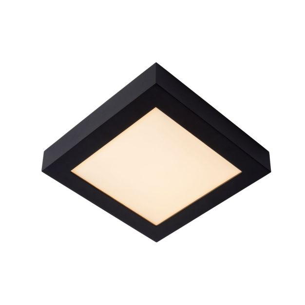 Lucide Brice-Led - plafonnier - 22 x 22 x 3,9 cm - 22W LED dimmable incl - IP44 - noir