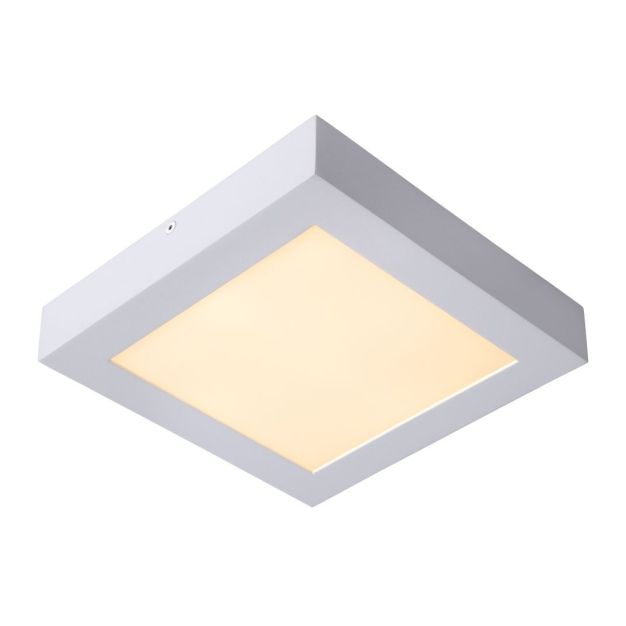 Lucide Brice-Led - plafonnier - 22 x 22 x 3,9 cm - 22W LED dimmable incl - IP44 - blanc