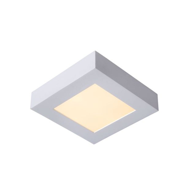 Lucide Brice-Led - plafonnier - 16,8 x 16,8 x 3,9 cm - 15W LED dimmable incl. - IP44 - blanc