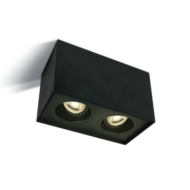 ONE Light GU10 Cylindres carrés ajustables - spot en saillie 2L - 18,2 x 9,6 x 12,5 cm - noir