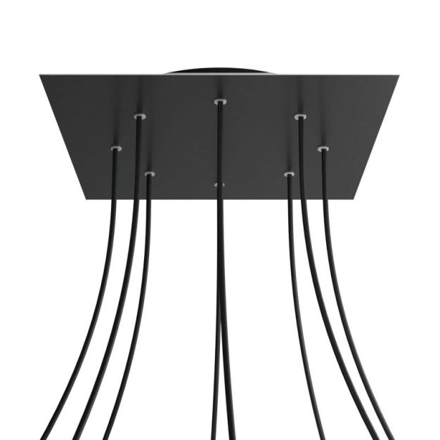 Creative Cables - Rose-One Rosace de plafond carrée pour 8 points lumineux - 40 x 40 x 3,5 cm - noir