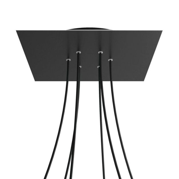 Creative Cables - Rose-One Rosace de plafond carrée pour 6 points lumineux - 40 x 40 x 3,5 cm - noir