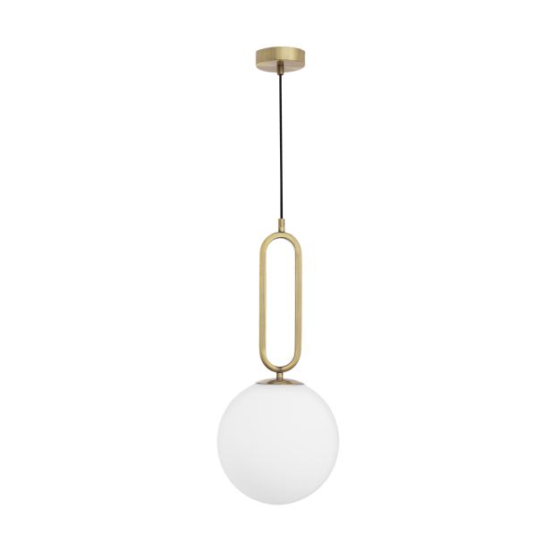 Nova Luce Grus - lampe suspendue - Ø 25 x 120 cm - laiton et opale