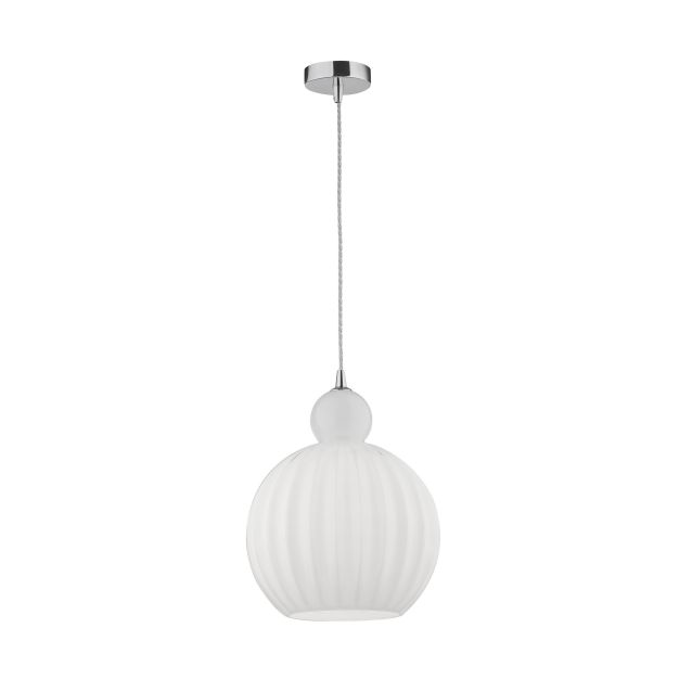 Nova Luce Odell - lampe suspendue - Ø 28 x 120 cm - opale et chrome