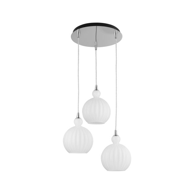 Nova Luce Odell - lampe suspendue - Ø 37 x 120 cm - opale et chrome