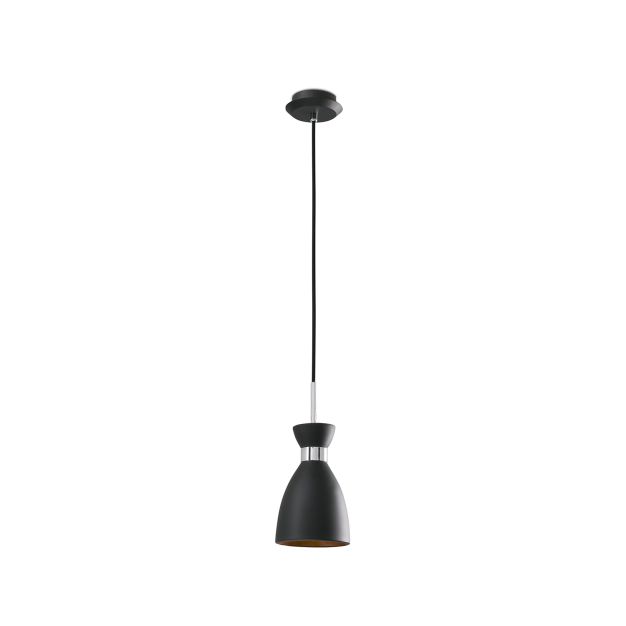 Faro Retro - lampe suspendue - Ø 11,5 x 18,5 cm - noir et cuivre