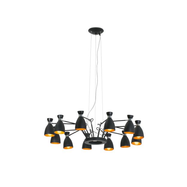 Faro Retro - lampe suspendue - Ø 132 x 45 cm - noir et cuivre