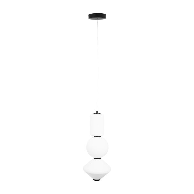 Maxlight Akiko - lampe suspendue - Ø 20 x 180 cm - 23W LED incl - noir et opale