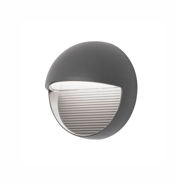 Nova Luce Krypton - applique d'extérieur - Ø 16 x 9,6 cm - 6W LED incl. - IP54 - gris foncé