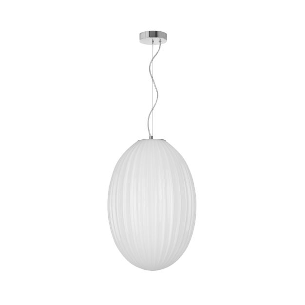 Nova Luce Hector - lampe suspendue - Ø 30 x 120 cm - opale et chrome