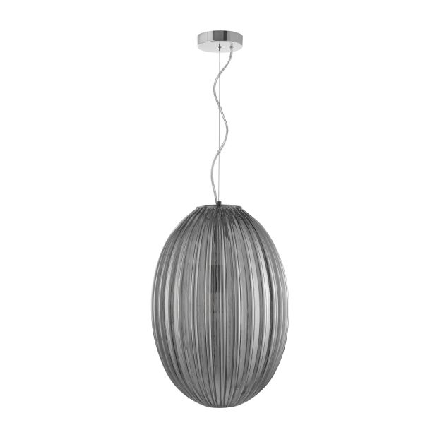 Nova Luce Hector - lampe suspendue - Ø 30 x 120 cm - gris fumé et chrome