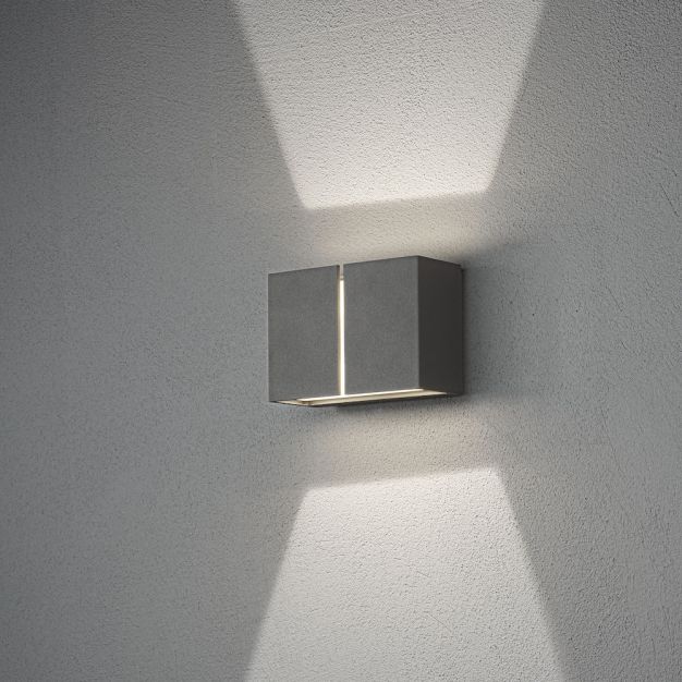 Konstsmide Pavia - applique murale extérieure - 16,5 x 8 x 11,5 cm - 12W LED incl. - IP54 - gris foncé