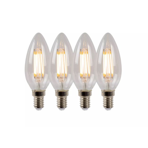 Lucide Ampoule LED (lot de 4) - Ø 3,5 x 9,9 cm - E14 - 4W dimmable - 2700K - transparent