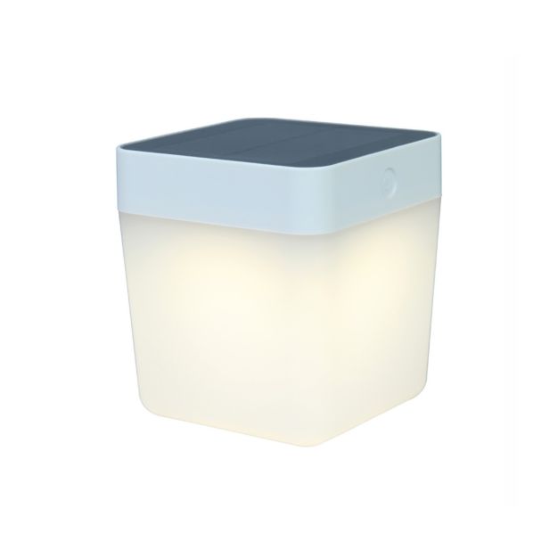 Lutec Table Cube - lampe solaire de table pour l'extérieur - 12 x 12 x 13 cm - 3 niveaux de gradation - 1W LED incl. - IP44 - blanc