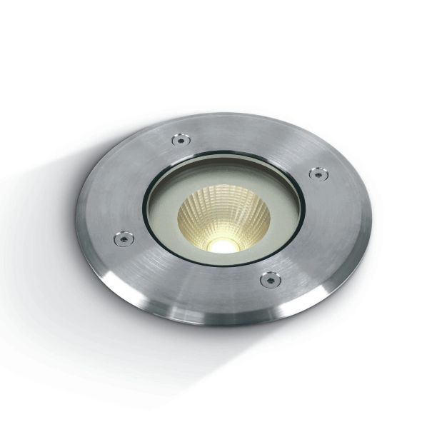 ONE Light COB Inground Range - spot sol extérieur - Ø 125 mm, Ø 106 mm à encastrer - 10W LED incl. - IP67 - acier inoxydable