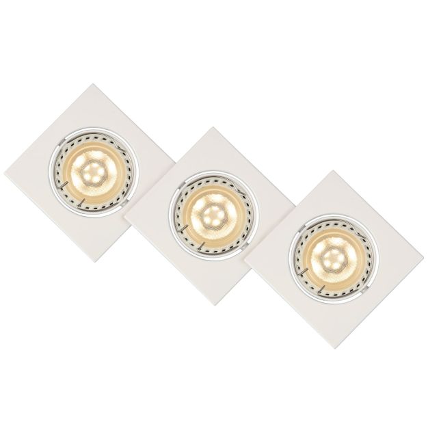 Lucide Focus II - set de 3 - spots à encastrer - 80 x 80 mm, Ø 73 mm taille d'encastrement - 3 x 5W LED dimmable incl. - blanc