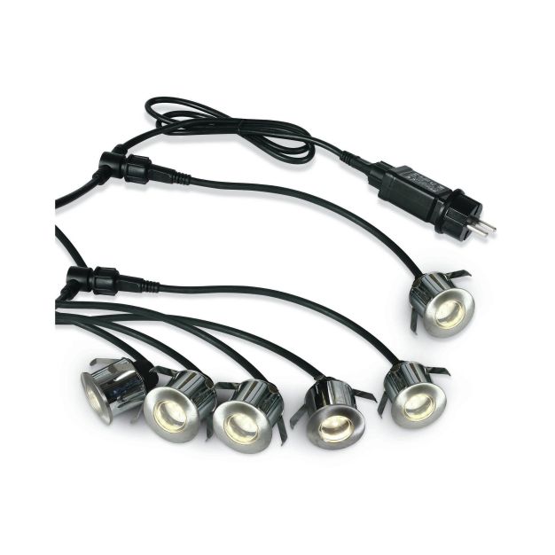 ONE Light Sets de terrasse - set de 6 - Ø 3,5 x 4 cm - 6 x 0,5W LED incl. - IP67 - acier inoxydable