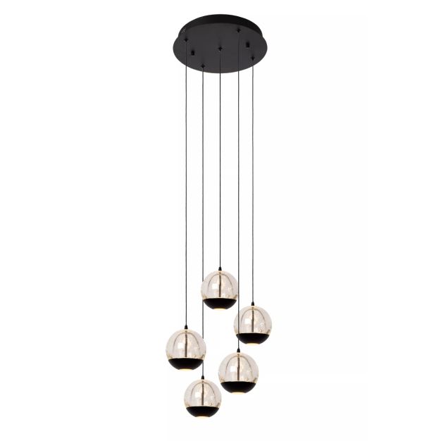 Lucide Sentubal 5L - lampe suspendue - Ø 31 x 150 cm - 5 x 5,2W LED incl. - noir