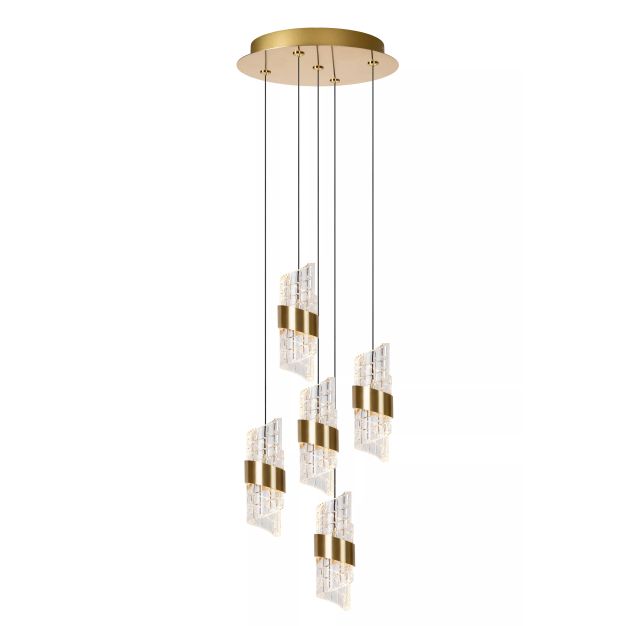 Lucide Kligande - lampe suspendue - Ø 30 x 150 cm - 5 x 7,8W LED incl. - or