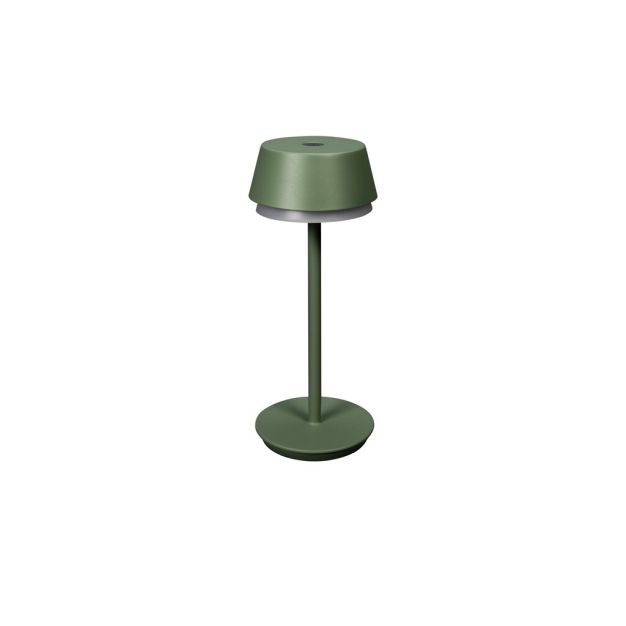 Konstsmide Lyon - lampe de table d'extérieur sans fil avec station de charge - Ø12 x 30 cm - 2,5W LED dimmable incl IP54 - vert