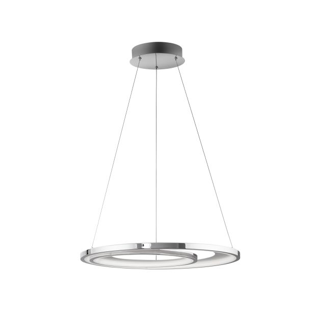 Nova Luce Galaxy - lampe suspendue - Ø 62 x 120 cm - 47,5W LED dimmable incl - chrome et blanc