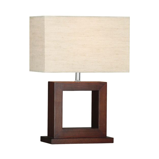 Searchlight Calven - lampe à poser - 31 x 18 x 42 cm - bois foncé et beige