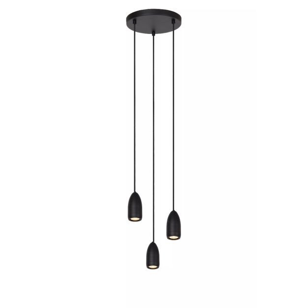 Lucide Evora 3L - lampe suspendue - Ø 25 x 150 cm - noir