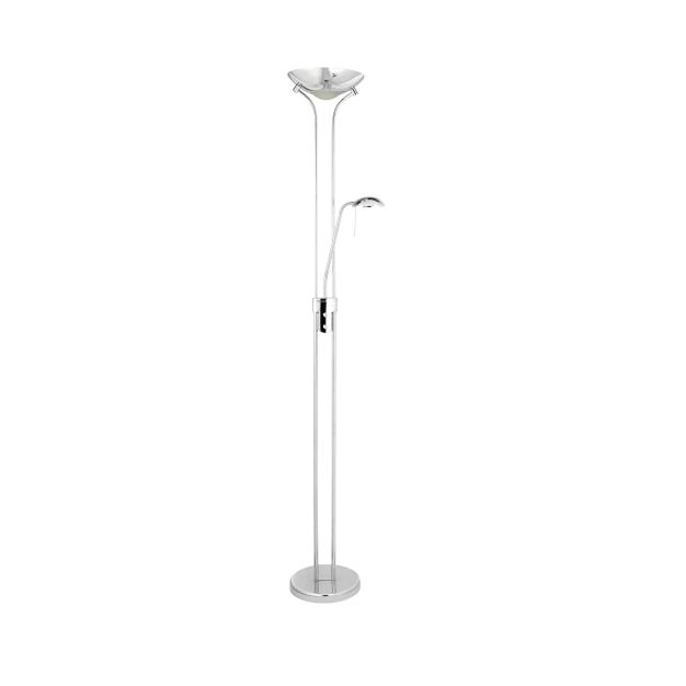 Searchlight Mother & Child - lampadaire avec liseuse - Ø25,4 x 180 cm - 15,5W + 5W LED dimmable incl - chrome