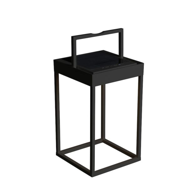 Konstsmide Portofino - lampadaire, lampe de table et lampe murale portable à énergie solaire avec port USB - 15,5 x 30 x 18,5 cm - 2,2W LED dimmable incl - IP54 - noir