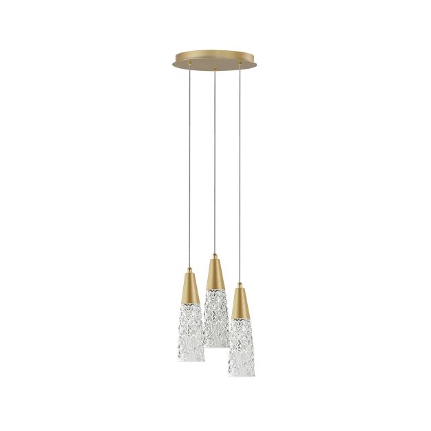 Nova Luce Kovac - lampe suspendue - Ø 25 x 180 cm - or brossé et transparent