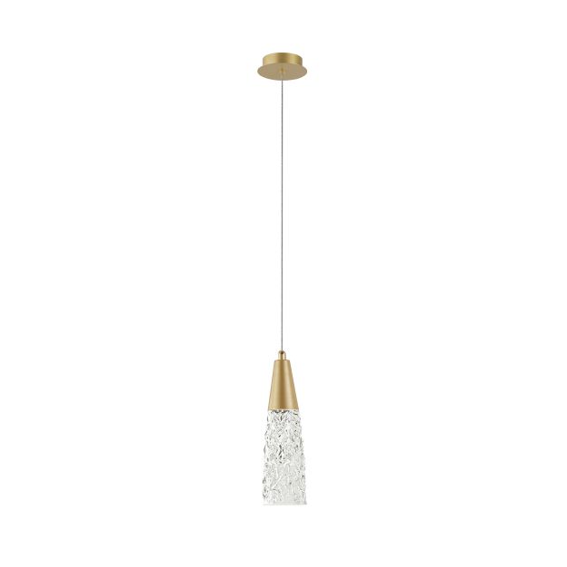 Nova Luce Kovac - lampe suspendue - Ø 29 x 180 cm - or brossé et transparent