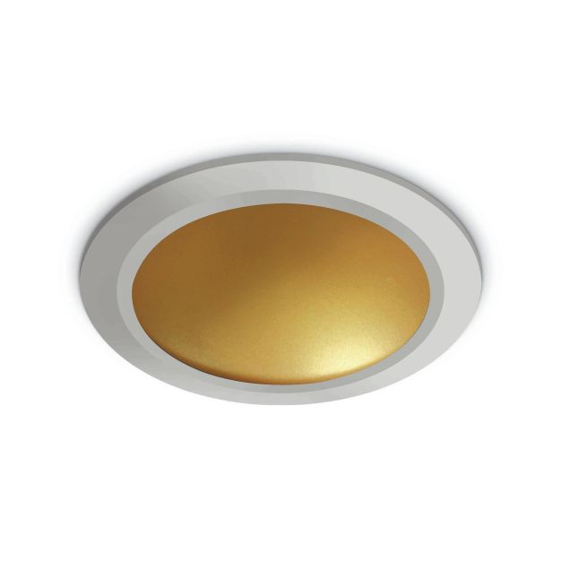 ONE Light Dark Light Dome Reflector - plafonnier encastré - Ø 17 x 5 cm - 16W LED incl. - blanc et laiton