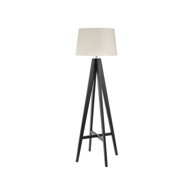 Searchlight Easel - lampadaire - 148 cm - bois foncé et lin crème