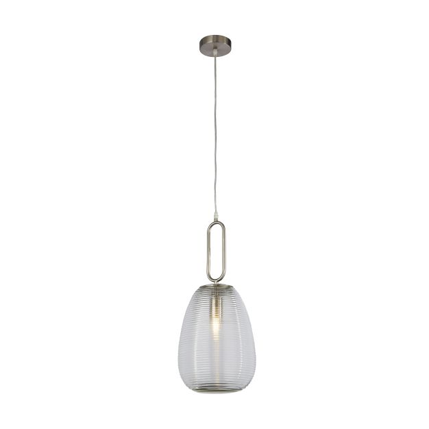 Searchlight Elixir - lampe suspendue - Ø 24 x 130 cm - transparent et nickel satiné