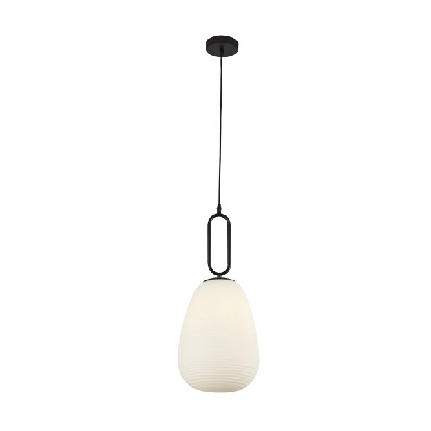 Searchlight Elixir - lampe suspendue - Ø 24 x 130 cm - blanc et noir