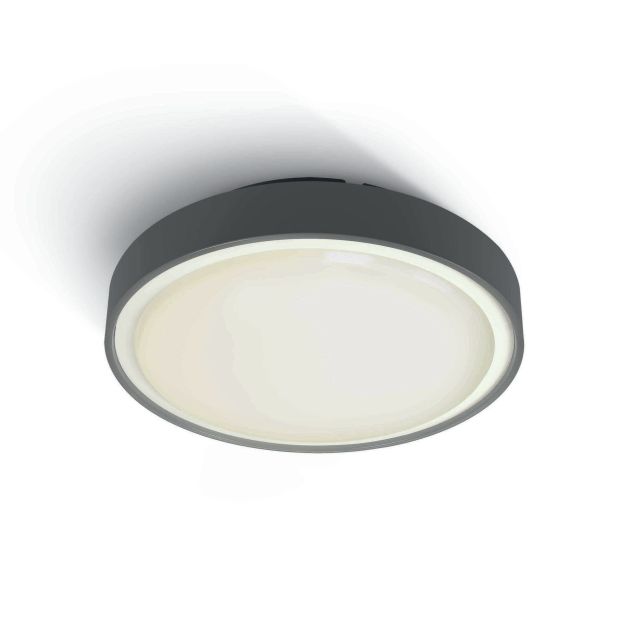 ONE Light LED Plafo Outdoor Round - plafonnier extérieur - Ø 26 x 7,5 cm - 16W LED incl. - IP65 - anthracite