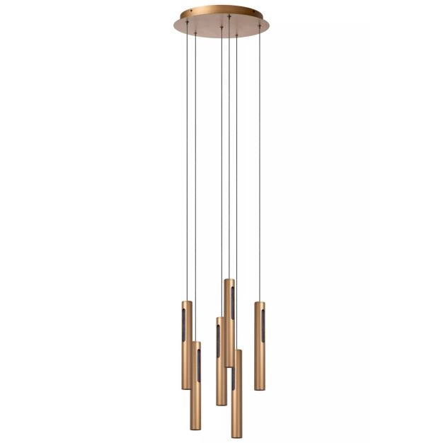 Lucide Griffith - lampe suspendue - Ø 38 x 236,5 cm - 6 x 7,6W LED dimmable incl - bronze