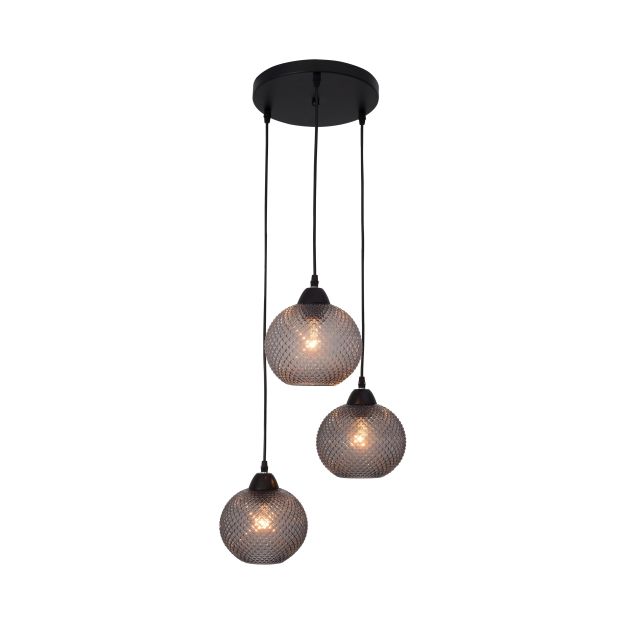 Nova Luce Porto - lampe suspendue - Ø 30 x 160 cm - gris foncé et noir