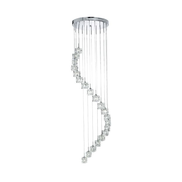 Searchlight Ice Cube - lampe suspendue - Ø 45 x 180 cm - 20 x 3W LED dimmable incl. - chrome