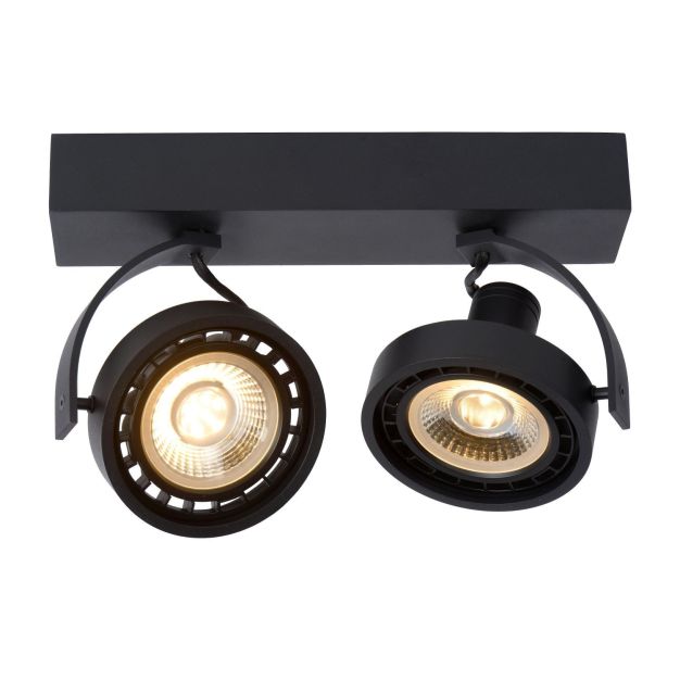 Lucide Dorian - spot en saillie - 13 x 30 x 16,5 cm - 2 x 12W LED dimmable incl - dim to warm - noir