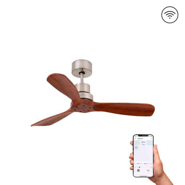 Faro mini Lantau - ventilateur de plafond - Ø106 cm - incl. télécommande - ventilateur intelligent - bois