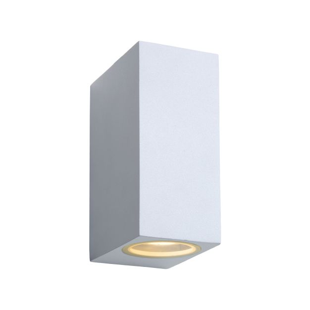 Lucide Zora 2 - applique murale extérieure - 6,5 x 9 x 15 cm - 2 x 5W LED dimmable incl - IP44 - blanc