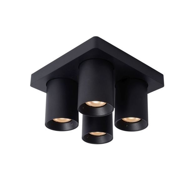 Lucide Nigel - spot en saillie - 20 x 20 x 11,3 cm - 4 x 5W dimmable incl. - dim to warm - noir