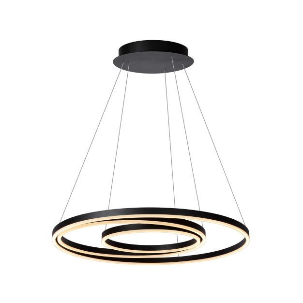 Lucide Triniti - lampe suspendue - Ø 80 x 135 cm - 136W LED dimmable incl - noir