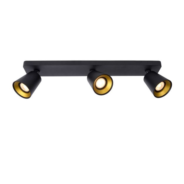 Lucide Turnon - plafonnier - 9 x 53 x 12,3 cm - 3 x 5W LED incl. - dim to warm - noir