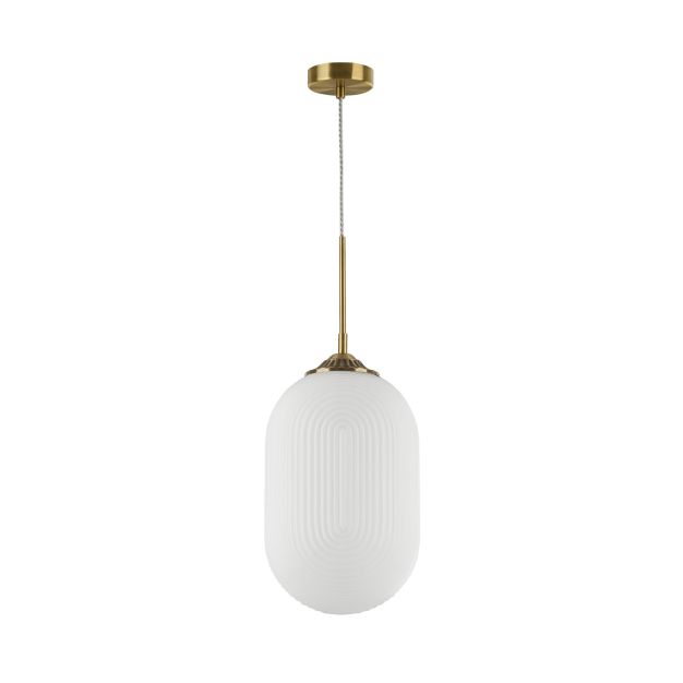 Nova Luce Athena - lampe suspendue - Ø 22,5 x 120 cm - blanc et laiton