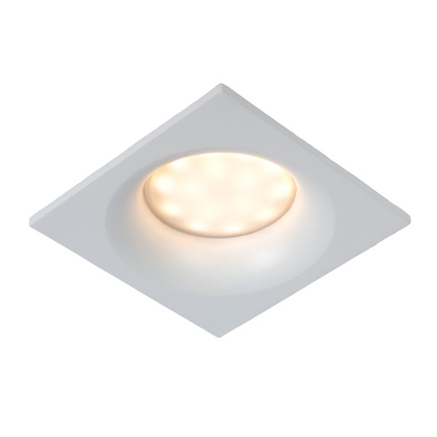 Lucide Ziva - spot encastré - 85 x 85 mm, Ø 75 mm à encastrer - IP44 - blanc