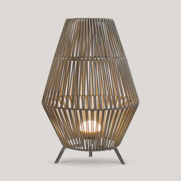 New Garden Conta 70 - lampadaire/table d'extérieur avec source lumineuse rechargeable et télécommande - 9W LED incl - Ø 48 x 72 cm - IP54 - gris