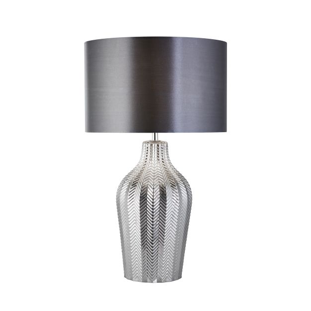 Searchlight Chevron - lampe à poser - Ø 31,5 x 52 cm - gris et chrome