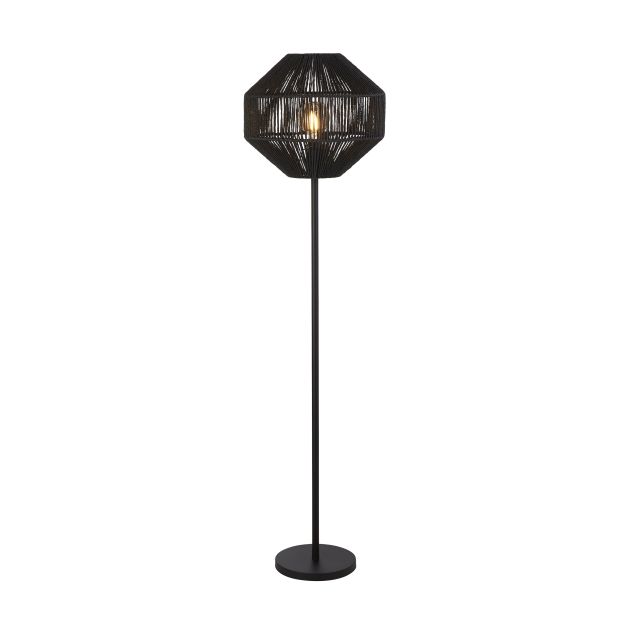 Searchlight Wicker - lampadaire - 155 cm - noir mat